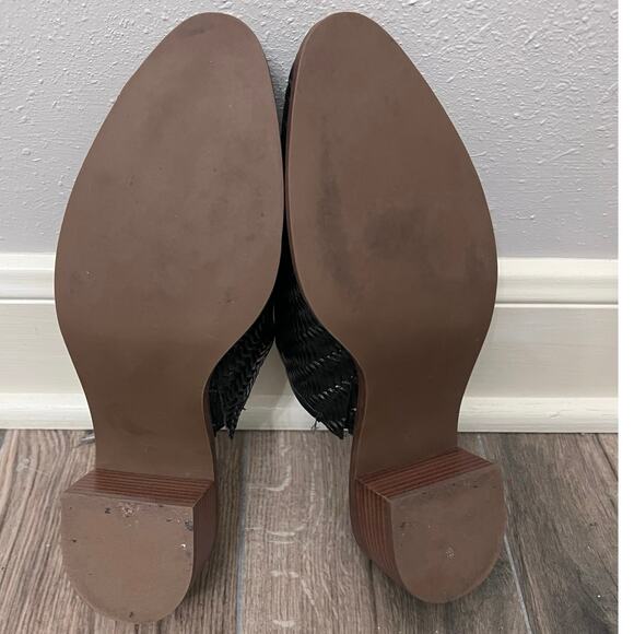 Talbots Woven Leather Mules Sz 9 Black Made in Brazil Preppy Minimalist Boho - Picture 4 of 5